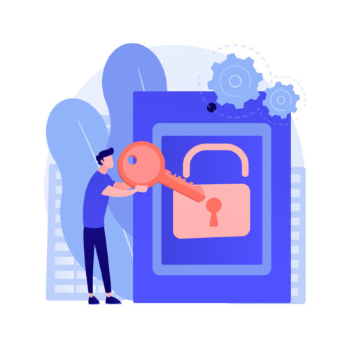 Access control system abstract concept vector illustration. Security system, authorize entry, login credentials, electronic access, password, pass-phrase or PIN verification abstract metaphor.